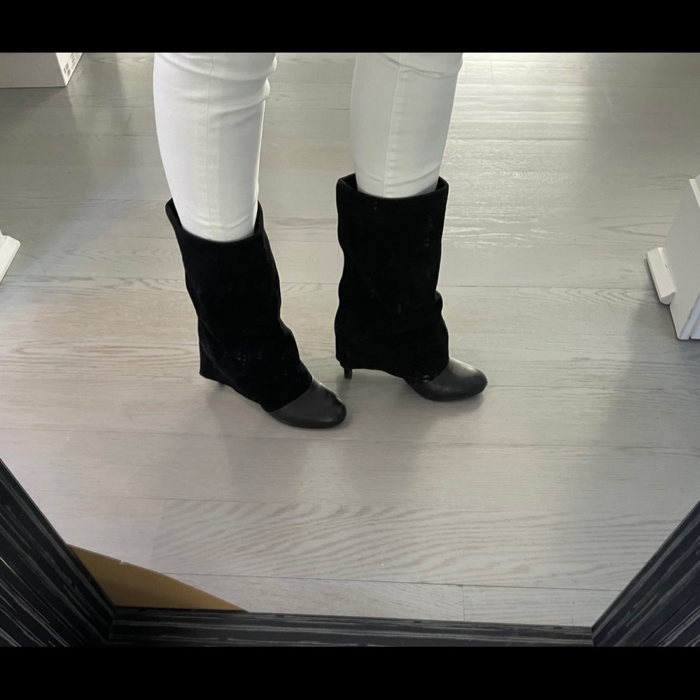 See by Chloe Fold over cuff mid calf black boots